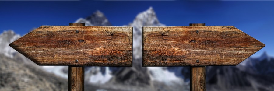 bifurcation, sign, poster, wood, arrow, direction, desicion, concept, outdoor, destination, nobody,