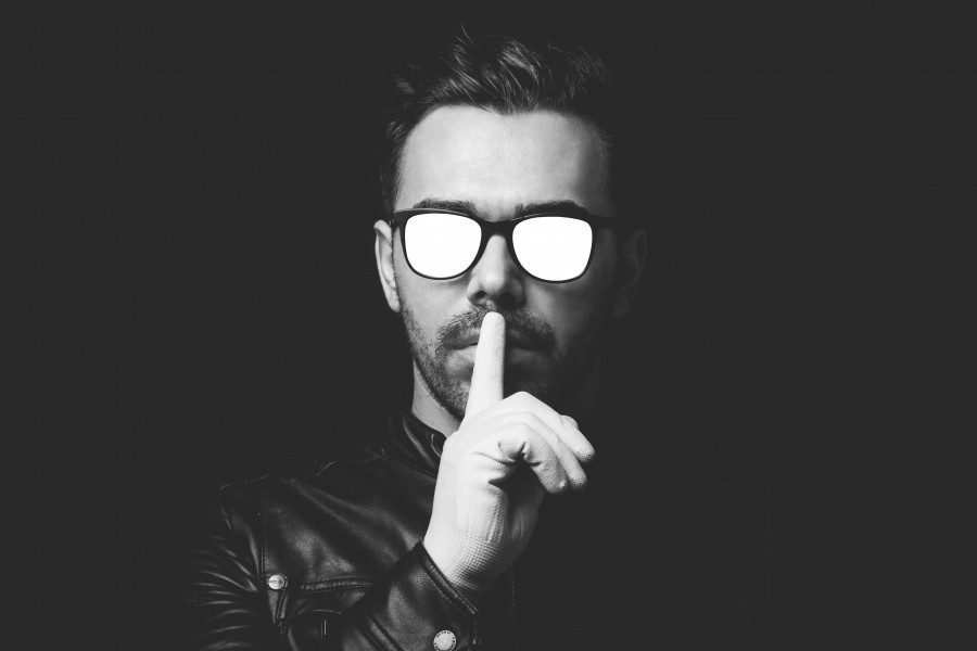man, young, people, silence, gesture, one, white and black, black background, 30 years old, foreground, lenses, glasses,