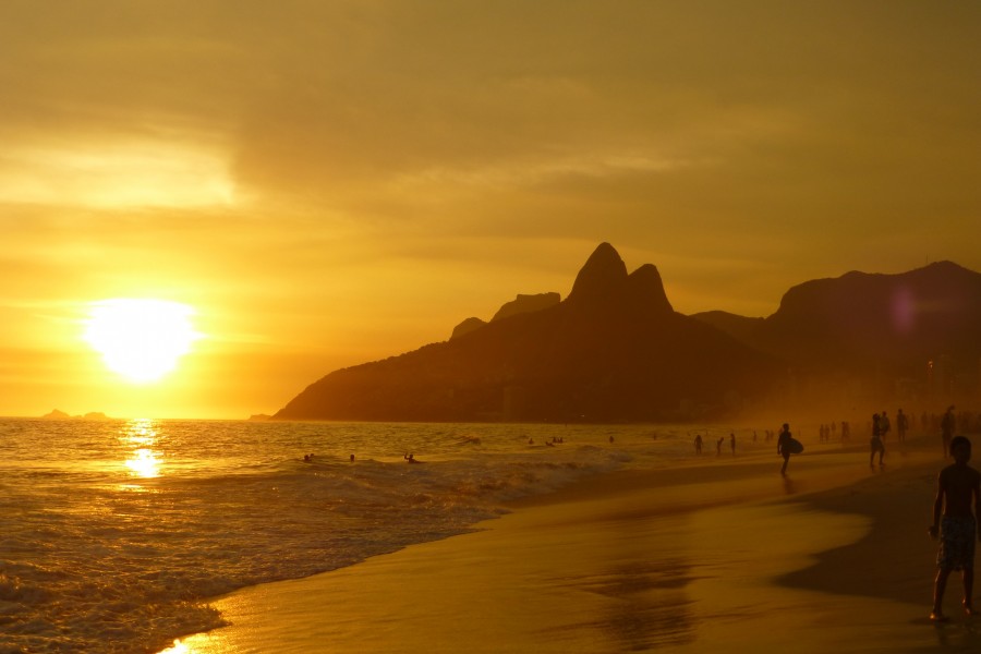 coast, beach, sunset, ipanema, rio de janeiro, brazil, latin america, landscape, summer, people,