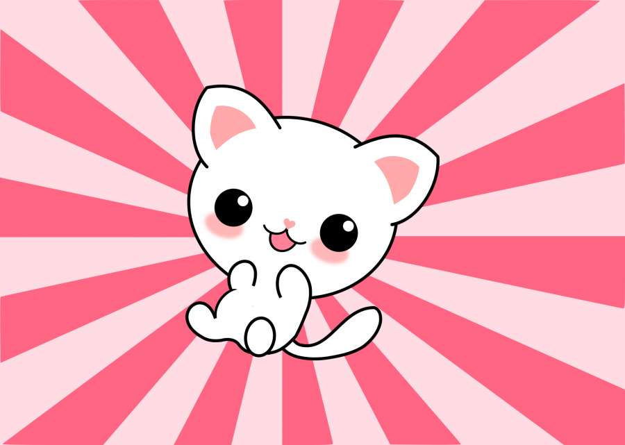 wallpapers kawaii, kitten, cat, kawaii, pink, white, cute, animal