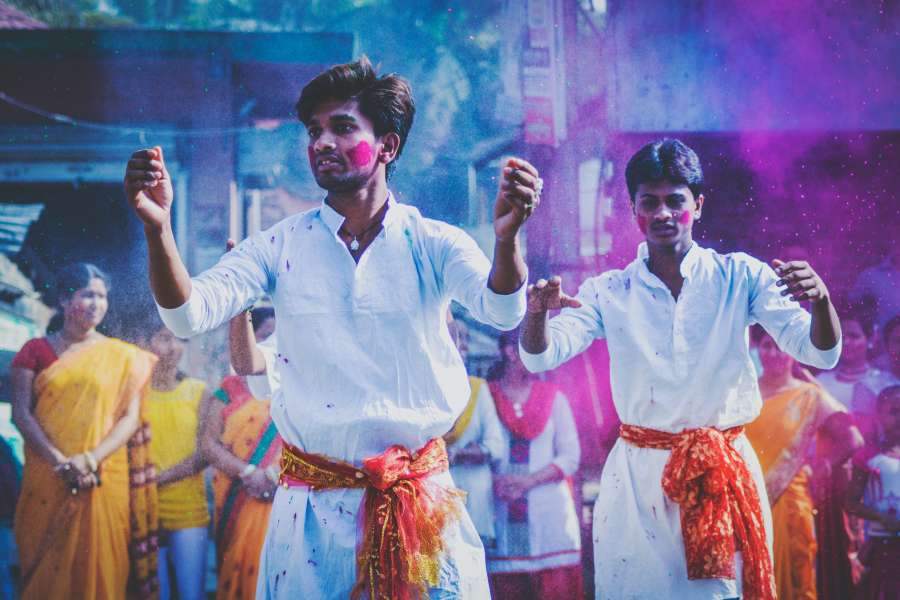 men, dancing, colors, festival, holiday, celebration, india, group of people, people, tradition, typical,
