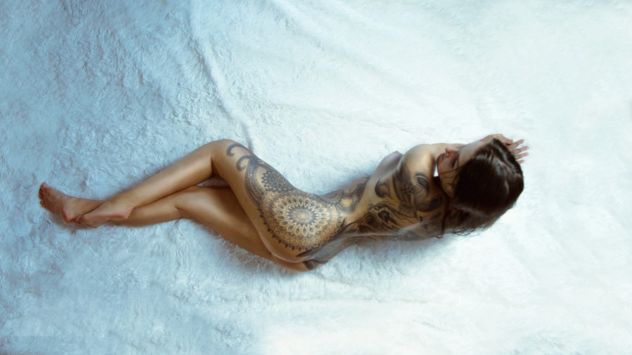 girl, tattoo, naked, bright, photoshoot, hair, mystical, fiction, fantasy, portrait photo, hand, body, woman, stern, sexy, fashion, erotica, hairstyle, person, clothing, view, girls, women, beautiful Girl, chest, hands, beauty, pose, model, eyes