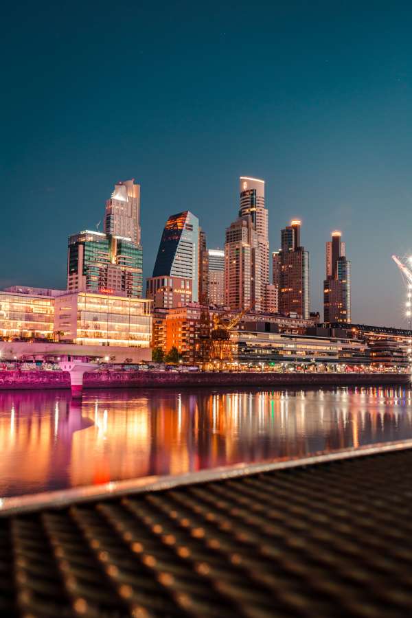 Puerto Madero, Neighborhood, Buenos Aires, Argentina, Illuminated, Night, Dock, Capital, City, Buildings, Modern, Latin America, Landscape,
