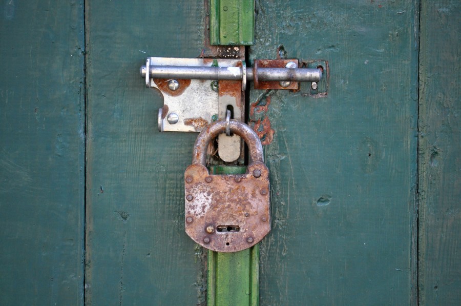 Padlock, doors, Closed, Close, Rust, Rusty, Green,