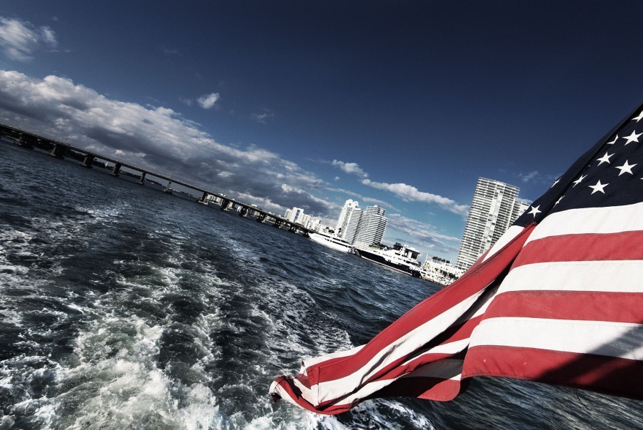 miami, usa, united states, flag, sail, coast, sea, boat, sailing, city,