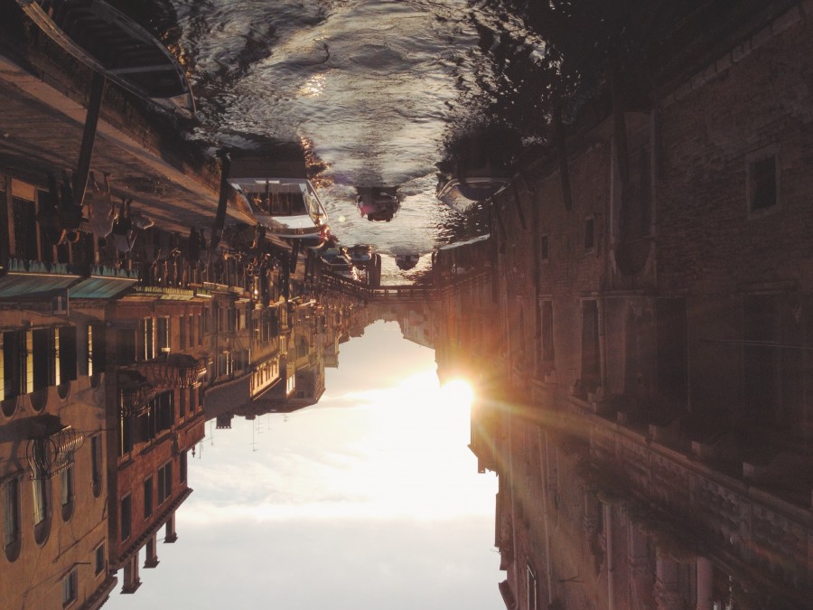 Inverted, reflection, concept, dusk, venice, river, canal, europe, italy, boat, boating,