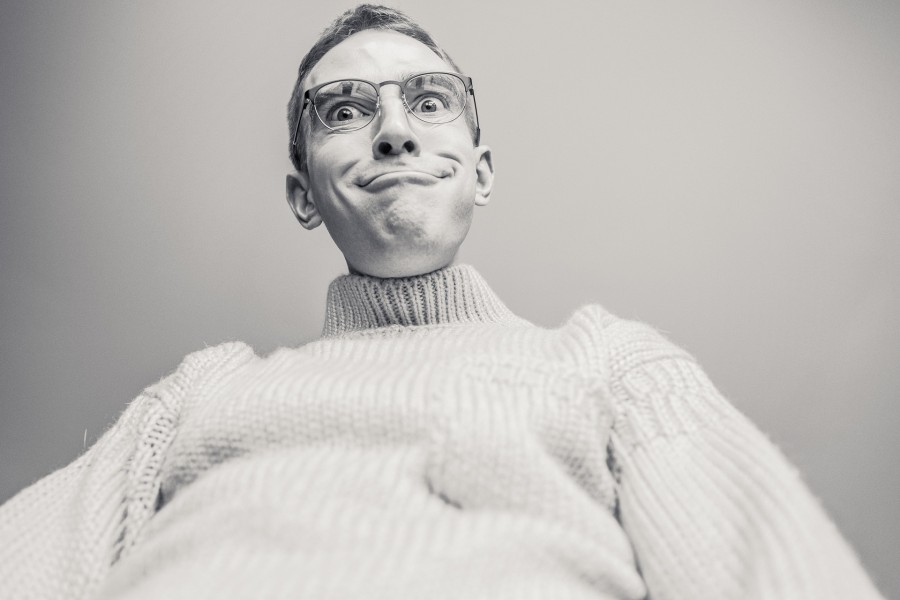 black and white, joke, funny, man, adult, 40 years, glasses, funny, fun,