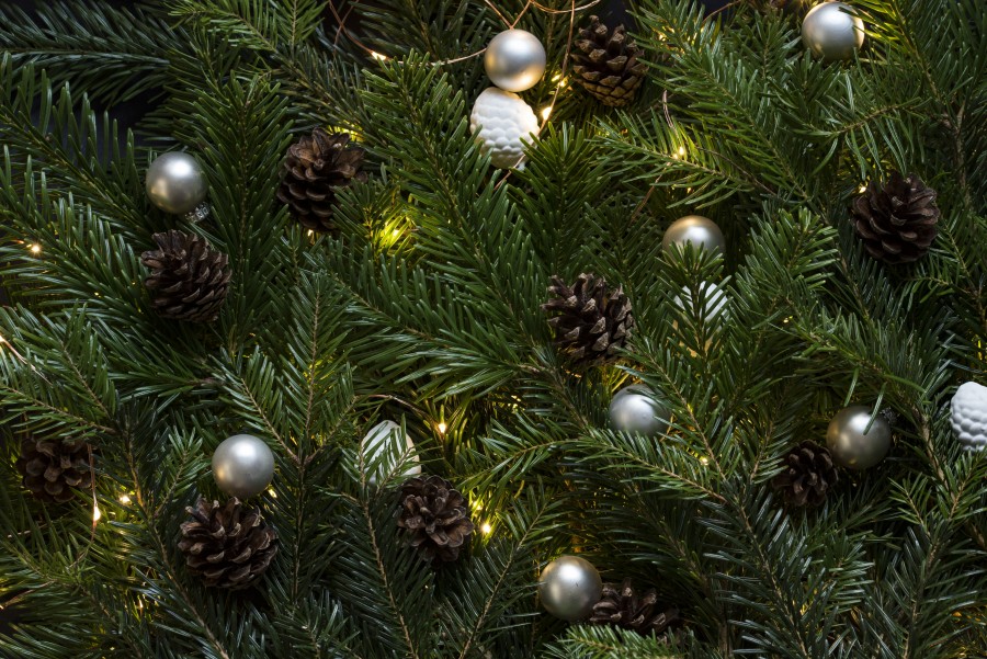 tree, christmas, decoration, ornament, ball, silver, background, background, pine, Christmas, celebration, celebration,