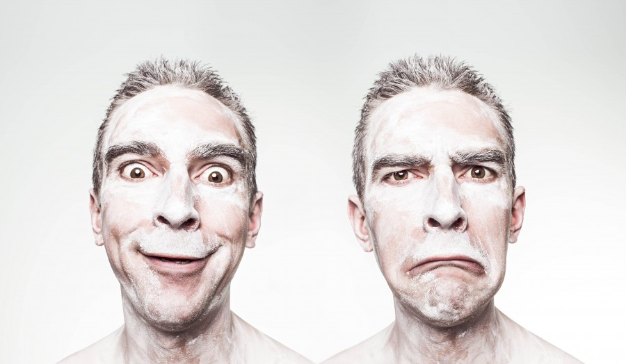 concept, sadness, joy, dual, duality, bipolar, man, face, face, theater, drama, comedy,
